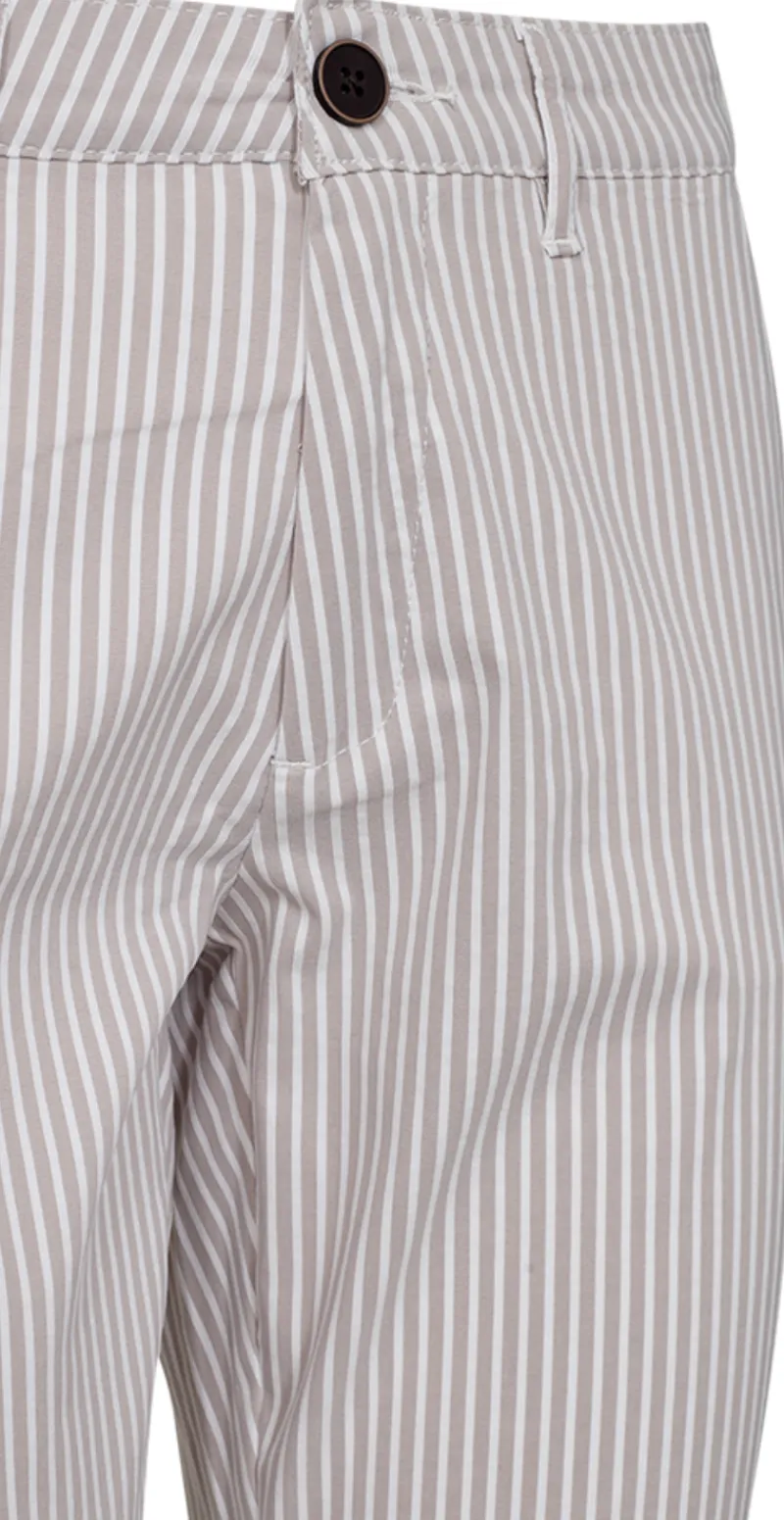 Rex bukser med striber taupe w. off-white