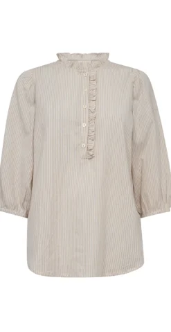 Rolly bluse med flæsedetalje sand