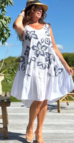 Safira kjole med peplum og blomsterprint hvid LikeLondon