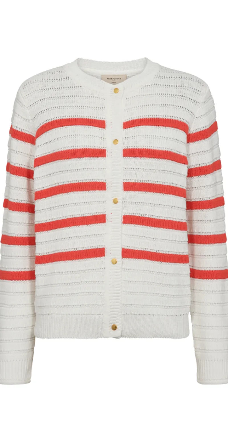 Sail cardigan med striber off-white w. bittersweet