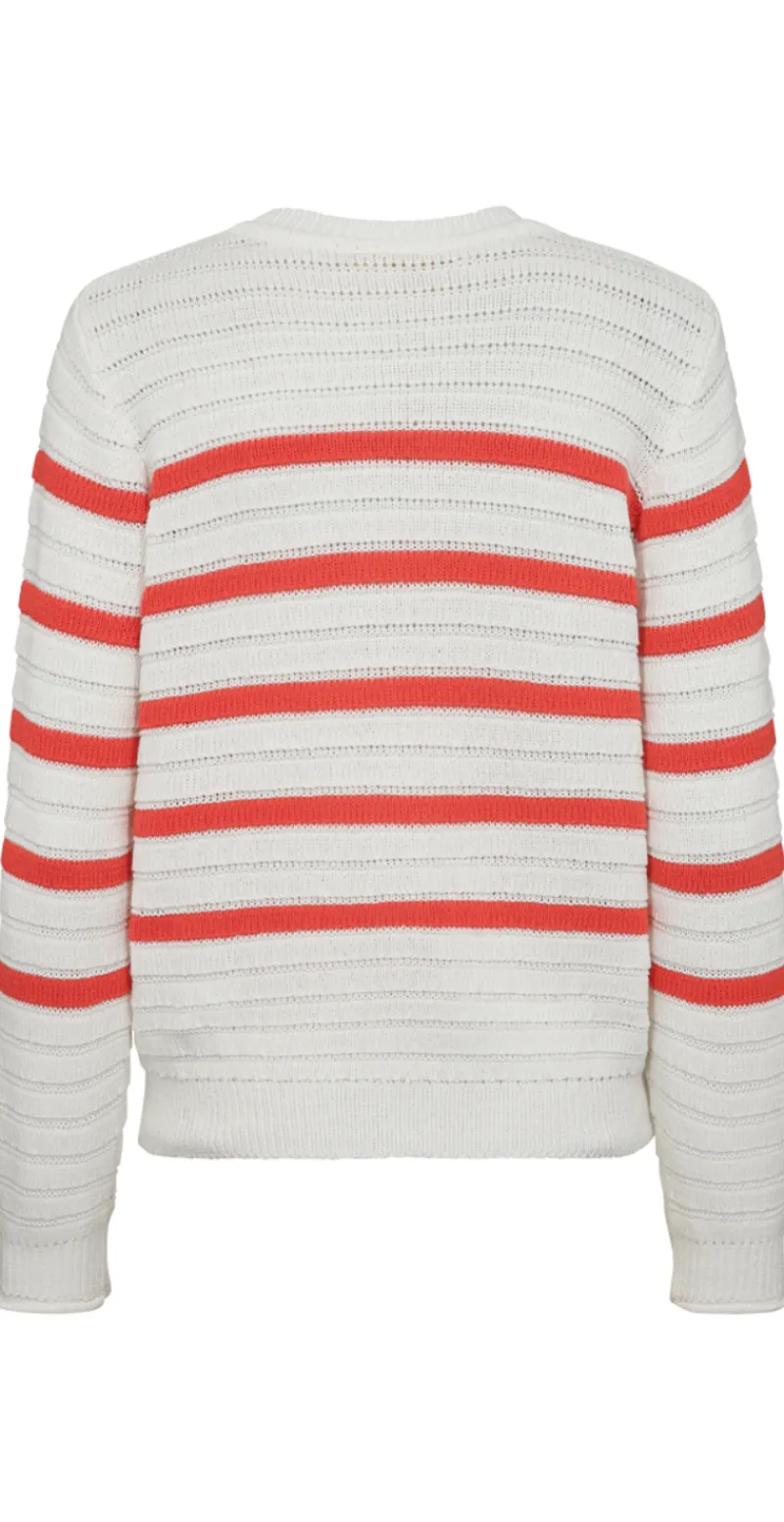 Sail cardigan med striber off-white w. bittersweet
