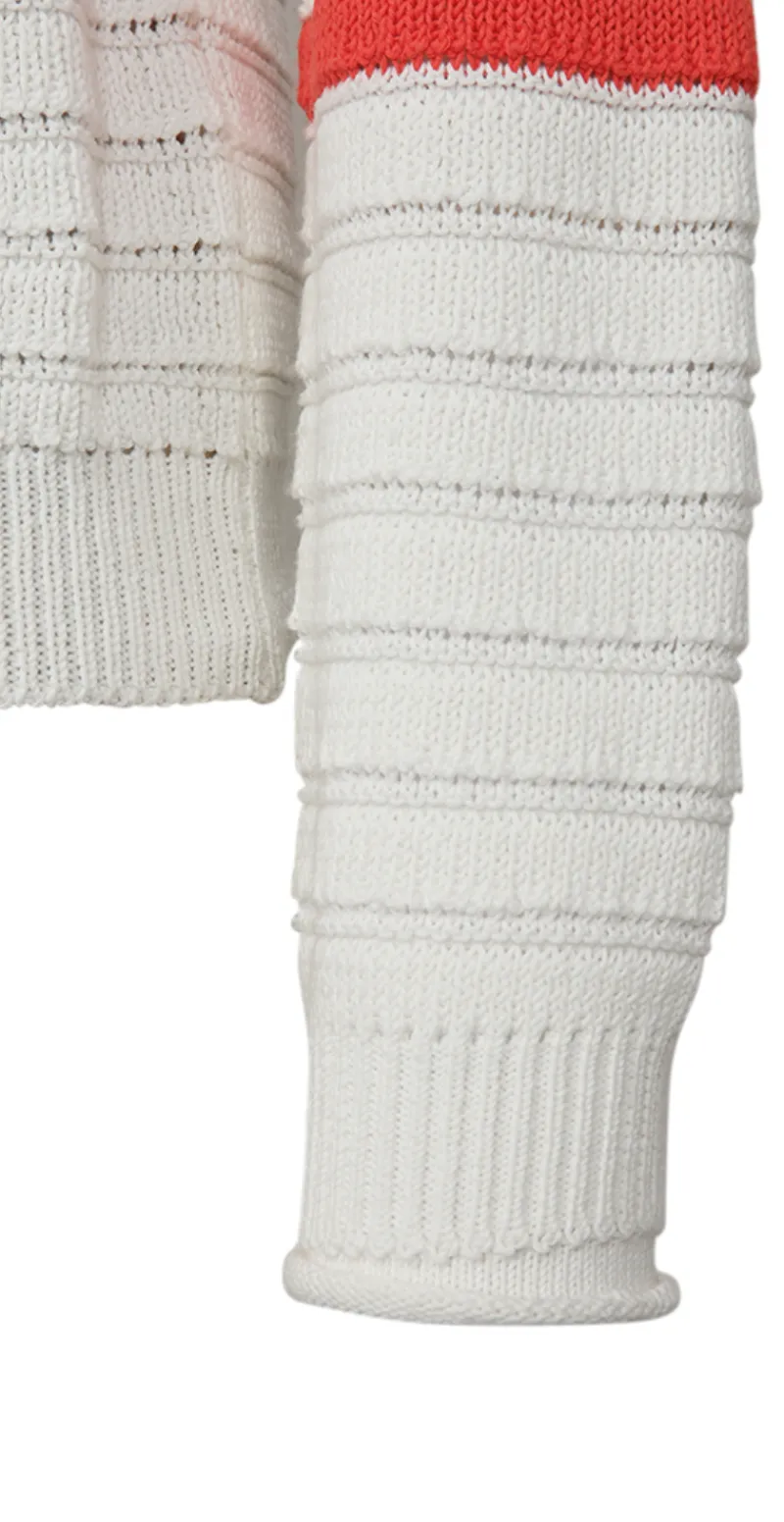 Sail cardigan med striber off-white w. bittersweet