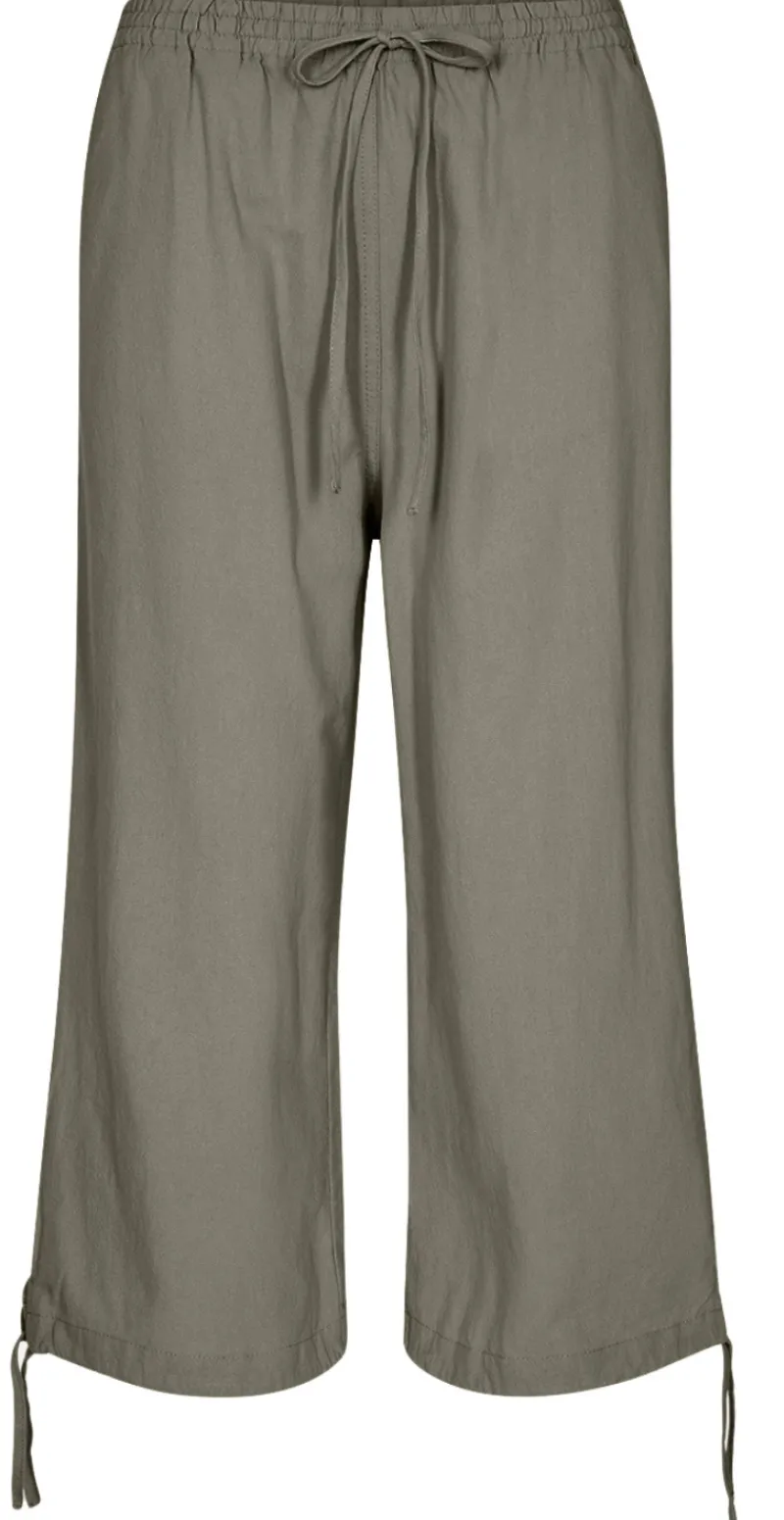 Sally capri bukser med bindebånd og snøre khaki