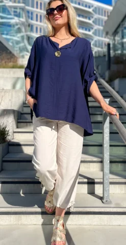 Sally capri bukser med bindebånd og snøre sand