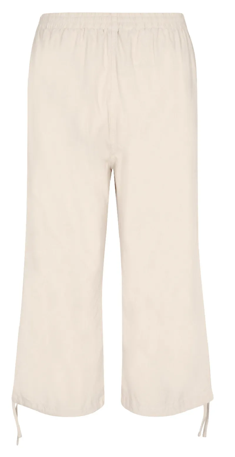 Sally capri bukser med bindebånd og snøre sand