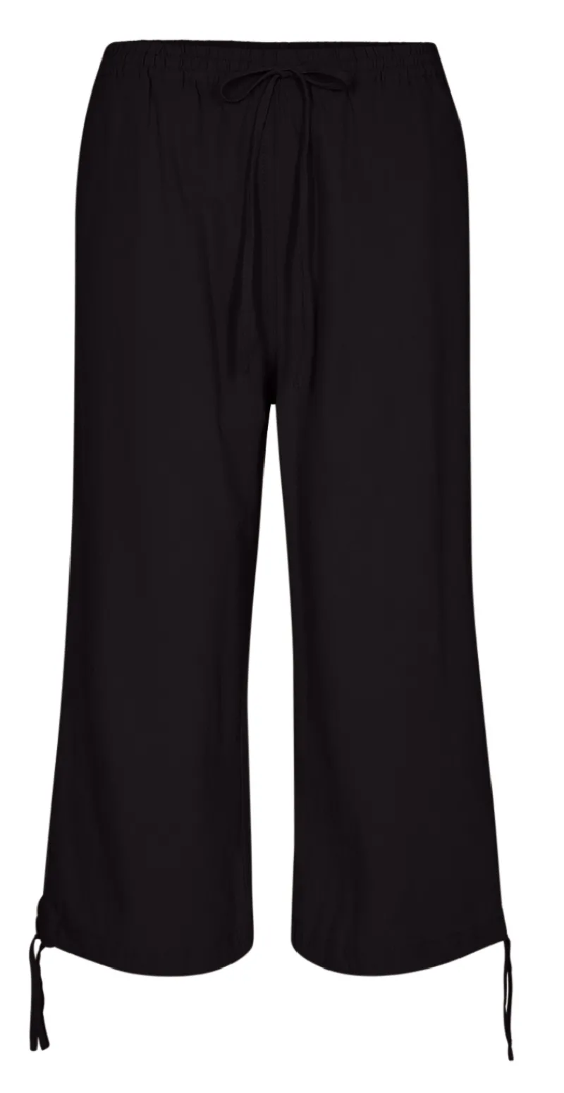 Sally capri bukser med bindebånd og snøre sort