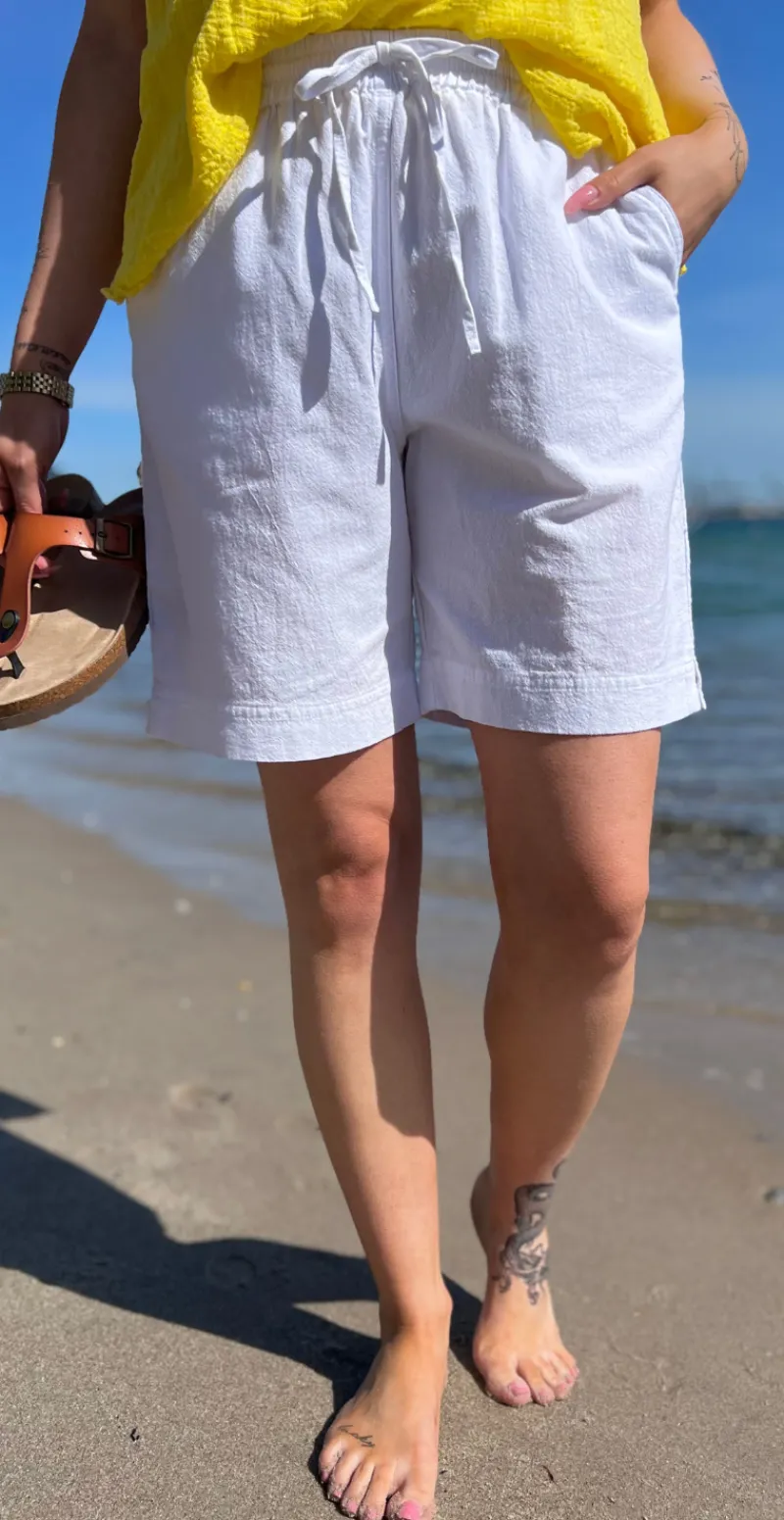 Sally shorts med elastik og lommer hvid