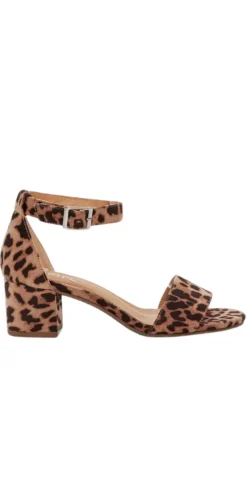 Sandal med blokhæl brun/multi
