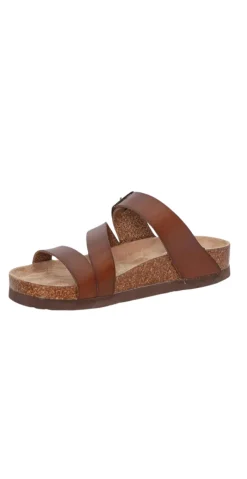 Sandal med PU læderremme i dark brown