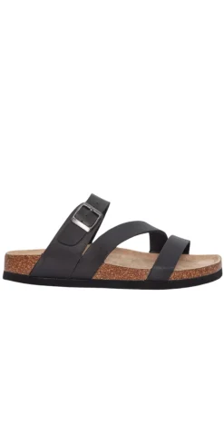 Sandal med PU læderremme i sort