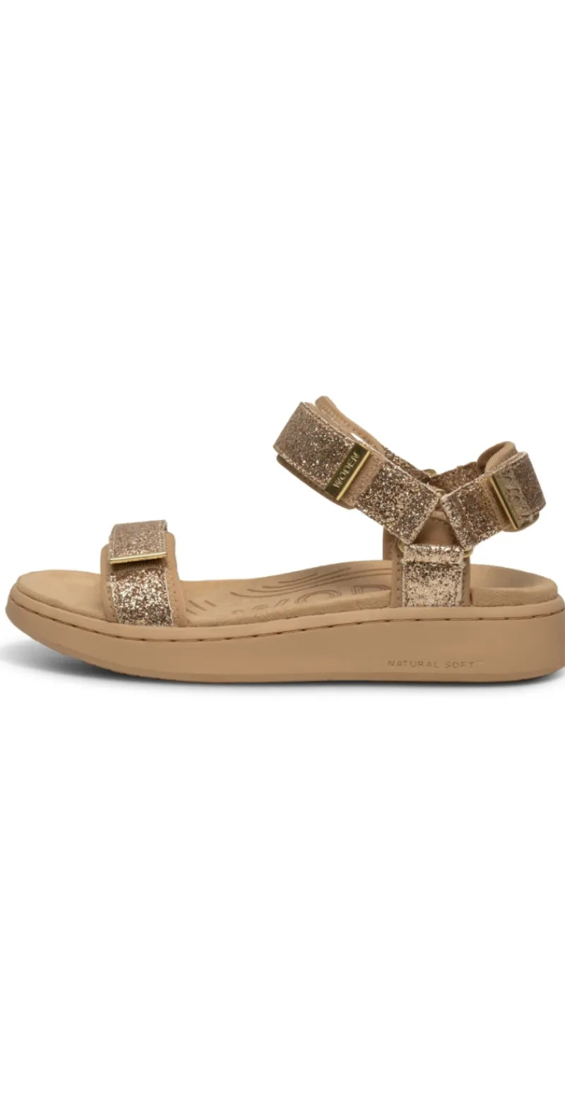 Sandaler med glimmerremme coffee cream
