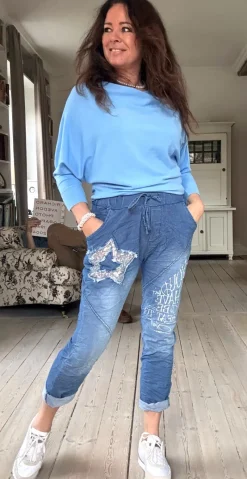 Scarlet bluse med flagermusærmer blå LikeLondon