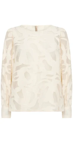 Selda bluse i mesh med mønster creme