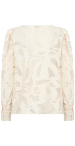 Selda bluse i mesh med mønster creme