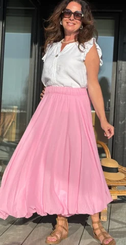 Senada ballon nederdel med elastikkant pink LikeLondon