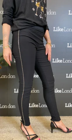 Shantal stretch buks med rhinestone sort