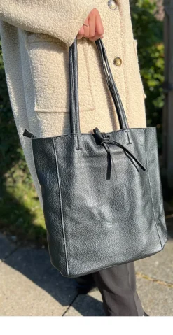 Shopper med bindebånd og pung sort LikeLondon