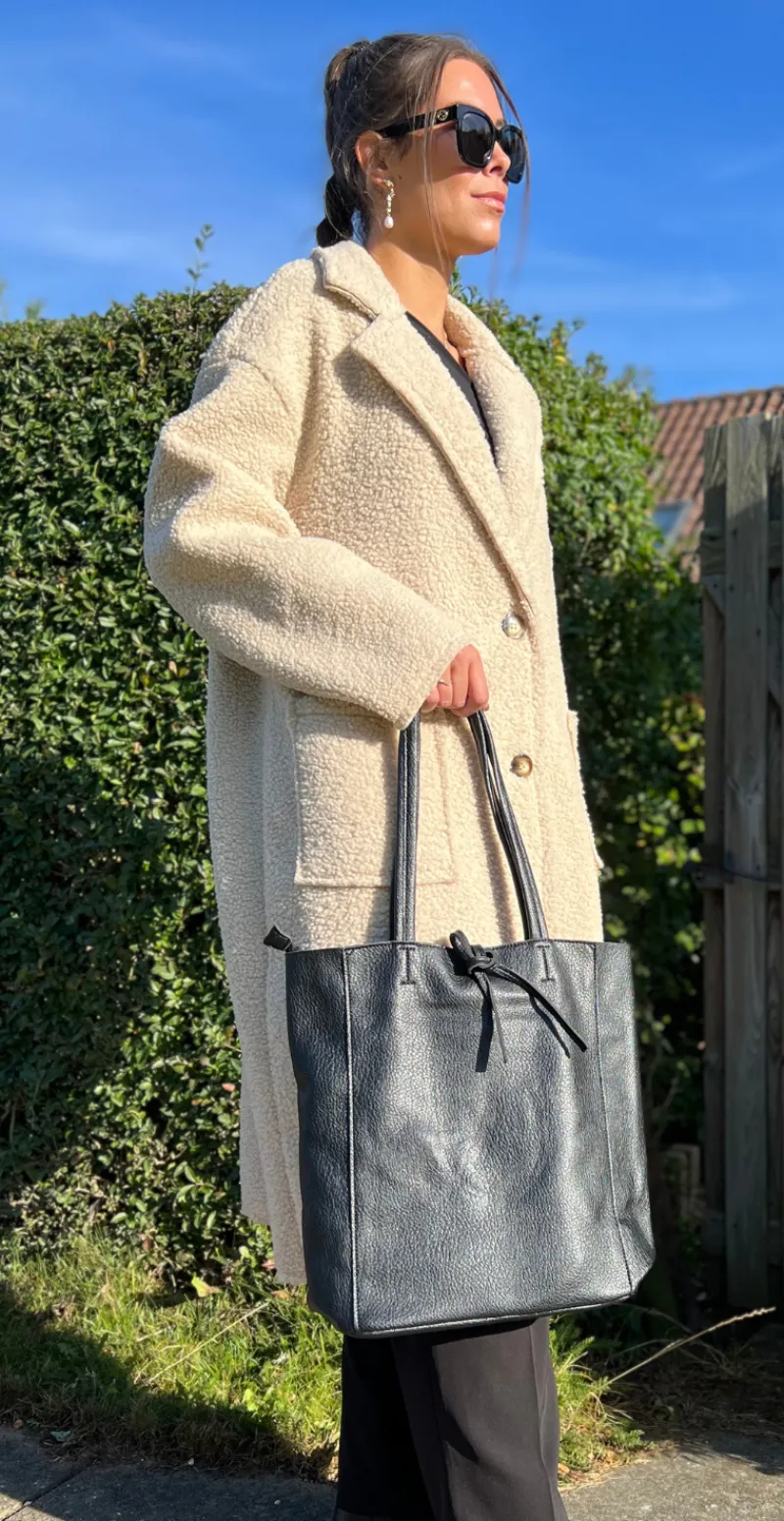 Shopper med bindebånd og pung sort LikeLondon