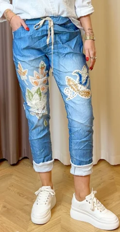 Sisse bukser med blade lys denim Likelondon