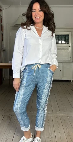 Sisse bukser med blondemønster blå/blonder Likelondon