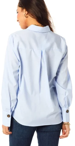 Skjorte med stolpelukning chambray blue