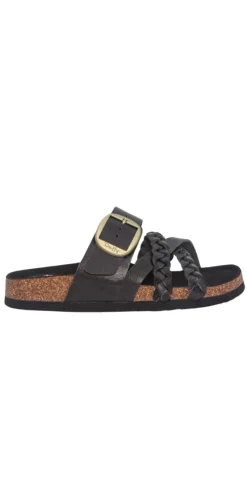 Slip in sandal med spænde sort