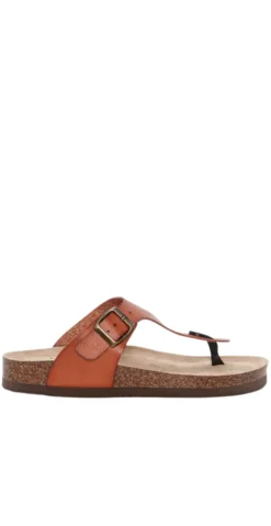 Slip-in sandal med spænde camel