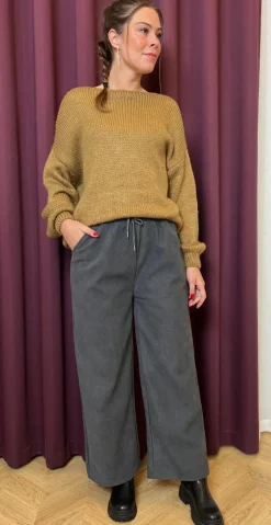 Smilla fleece buks med brede ben grå LikeLondon