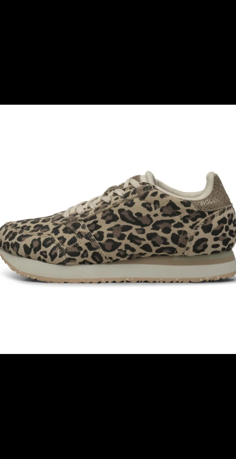 Sneakers med fiskelæder detaljer leopard