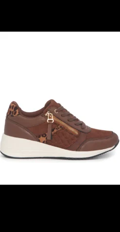 Sneakers med kilehæl brun leopard
