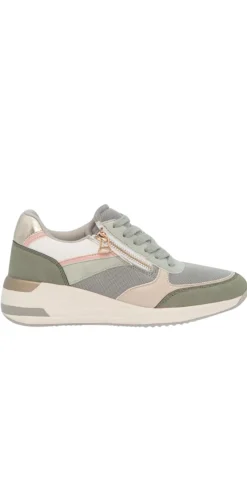 Sneakers med kilehæl og lynlås grøn