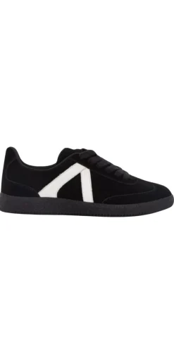 Sneakers med skind og ruskind sort