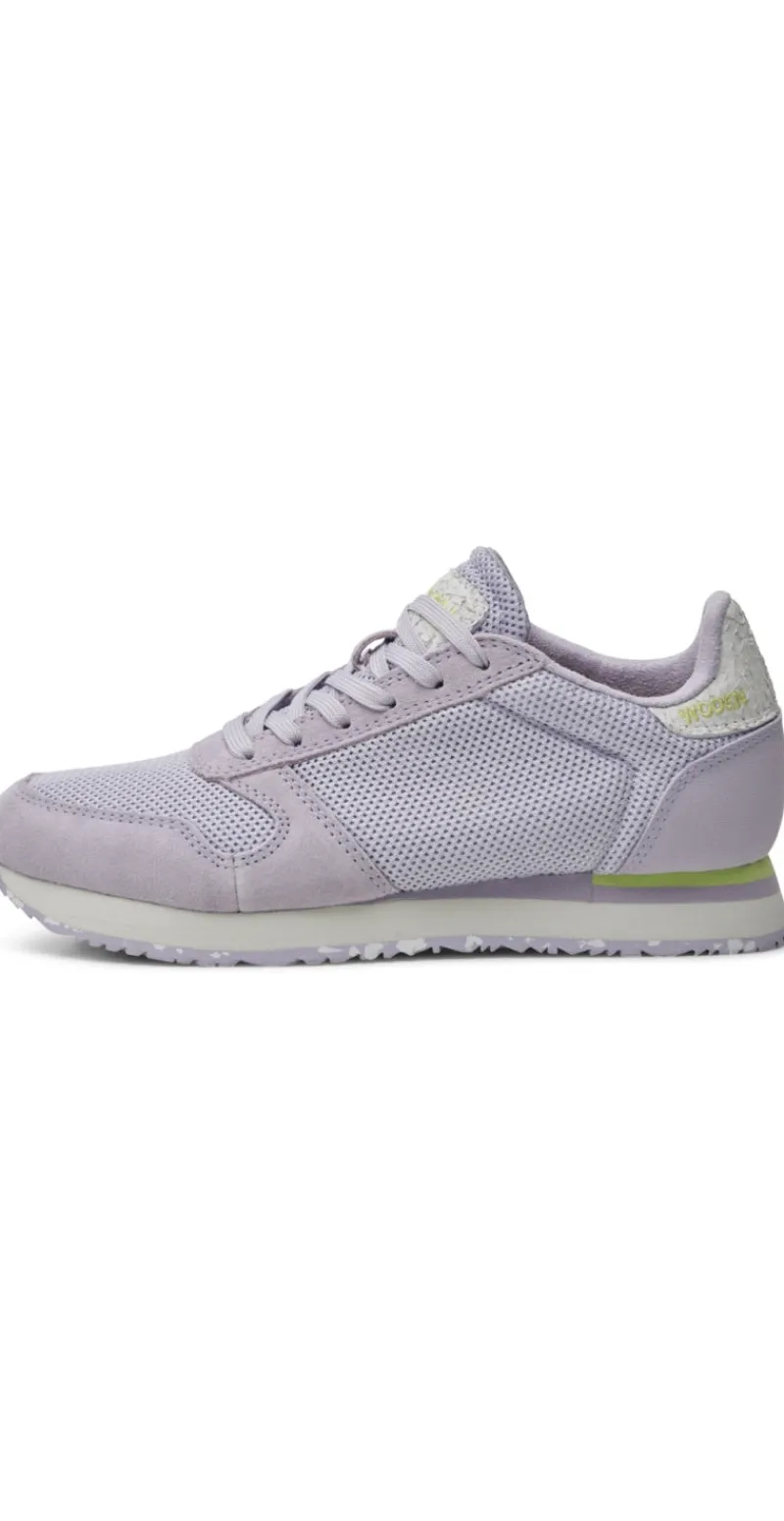 Sneakers med tekstil og læder smoked lavender