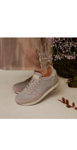 Sneakers med tekstil og læder smoked lavender