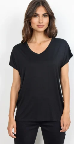 Sophia basisbluse med v-hals sort