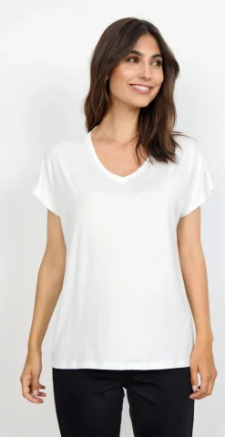 Sophia basisbluse med v-hals off white
