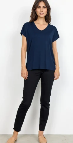 Sophia basisbluse med v-hals navy