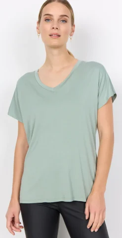 Sophia basisbluse med v-hals mineral