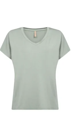 Sophia basisbluse med v-hals mineral