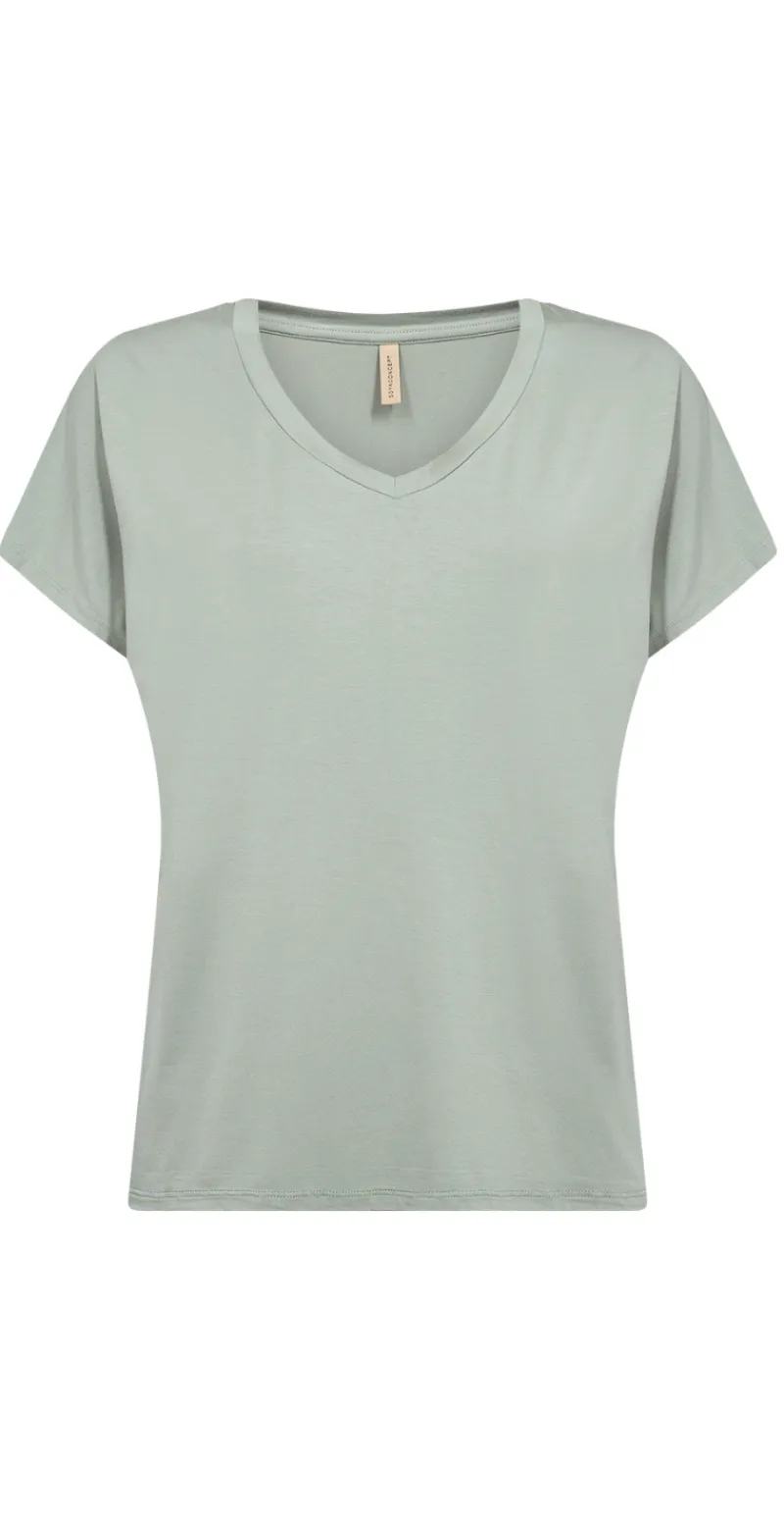 Sophia basisbluse med v-hals mineral