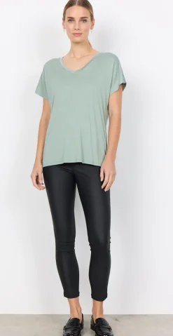 Sophia basisbluse med v-hals mineral