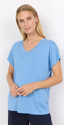 Sophia basisbluse med v-hals lysblå