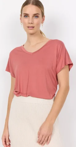 Sophia basisbluse med v-hals Blush