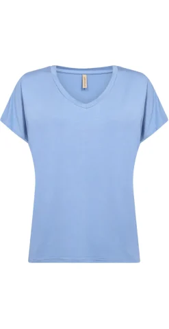 Sophia basisbluse med v-hals Air Blue