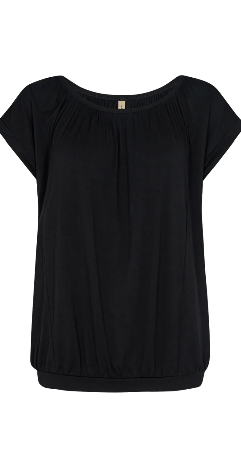 Sophia bluse med rund hals sort