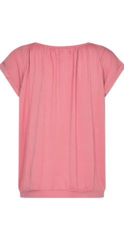 Sophia bluse med rund hals mørk rosa