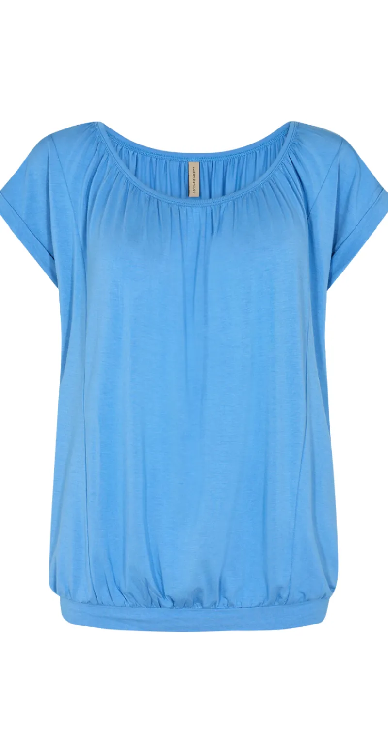 Sophia bluse med rund hals blå