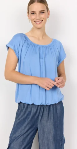 Sophia bluse med rund hals Air blue