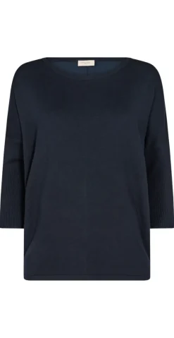 Strikbluse med 3/4 ærme navy