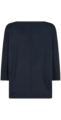 Strikbluse med 3/4 ærme navy